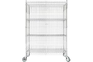 Krollen Industrial 24"x48"x70" Metal Wire Chrome Security Heavy Duty Commercial NSF Certified Storage Unit | Mobile Wire Security Cage Kit
