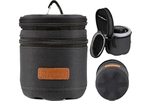 TARION Pro Camera Lens Case Hard Case Camera Lens Pouch Padded Camera Lens Carry Bag for DSLR SLR Lens Shockproof All-round Protection Professional Lens Storage Bag Black Size Small 3.5x3.5 inches