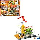 Matchbox Toy Cars & Playset, Action Drivers Epic Construction Yard, 20-in Tall Working Crane & 1:64 Scale Back Hoe & Accessor