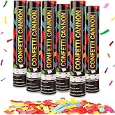 6 Pack 12 Inch Confetti Cannon Multicolor Confetti Popper Party Shooter for Wedding Birthday Graduation Celebration, These Pack of 6 Confetti cannon with Biodegradable Paper Launches 16 ft