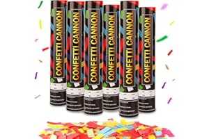 PARTY GLITS 6 Pack 12 Inch Confetti Cannon Multicolor Confetti Popper Party Shooter for Wedding Birthday Graduation Celebration, These Pack of 6 Confetti cannon with Biodegradable Paper Launches 16 ft