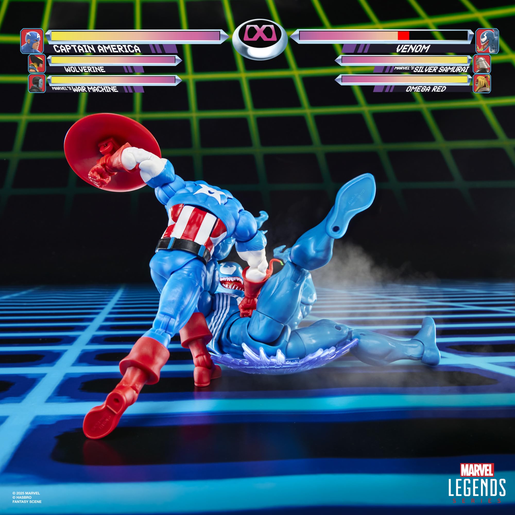 Marvel Legends Series Gamerverse Captain America vs Venom, Retro Video Game-Inspired Collectible 6-Inch Action Figures