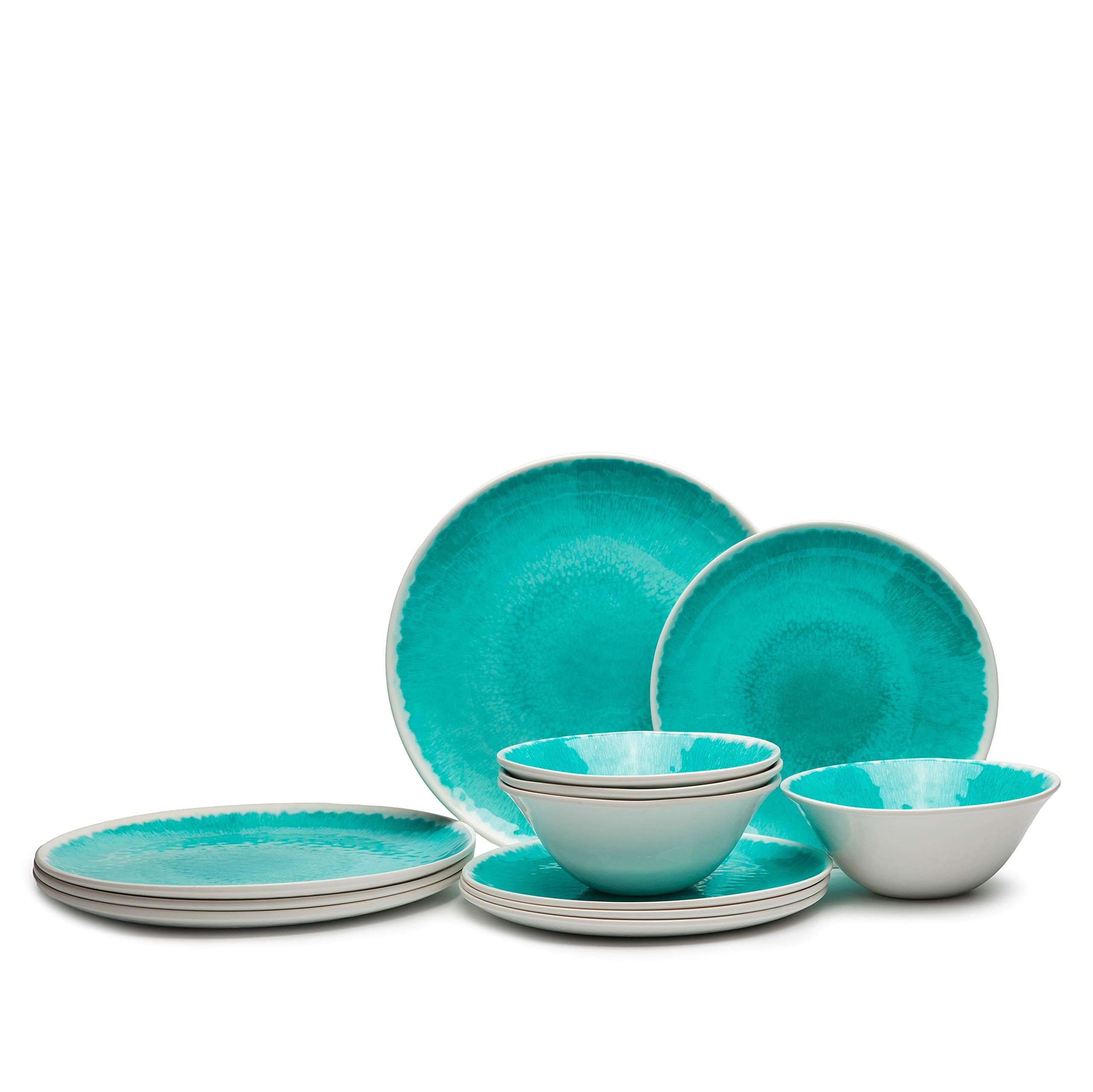 Melamine 12 Piece Dinnerware Set Dishes Set Suitable Indoors and
