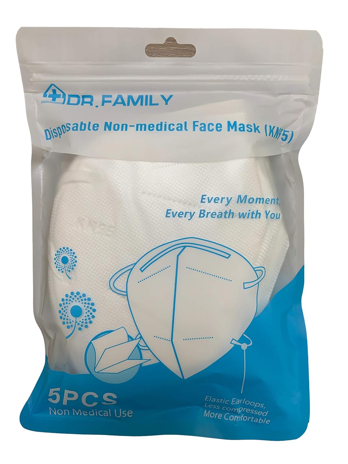 Disposable KN95 Face Masks on the FDA EUA List, Non-Woven 5-Layer Disposable Mask, Elastic Ear Loops, Adjustable Nose Wire, Light Weight, Perfect for Office, 5 Units/Bag: Industrial & Scientific