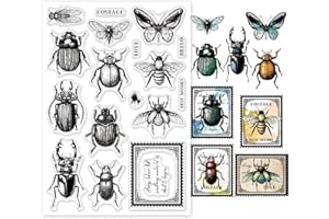 PH PandaHall Butterflies Silicone Stamp, Vintage Clear Insects Stamps Transparent Craft Rubber Stamp Seal Stamps for Hallowee