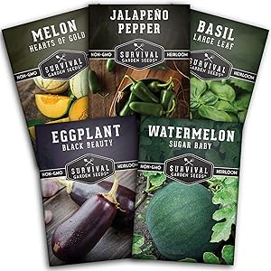 Survival Garden Seeds Warm Weather Collection Seed Vault - Non-GMO Heirloom Survival Garden Seeds for Planting - Summer Bounty for Home Gardeners
