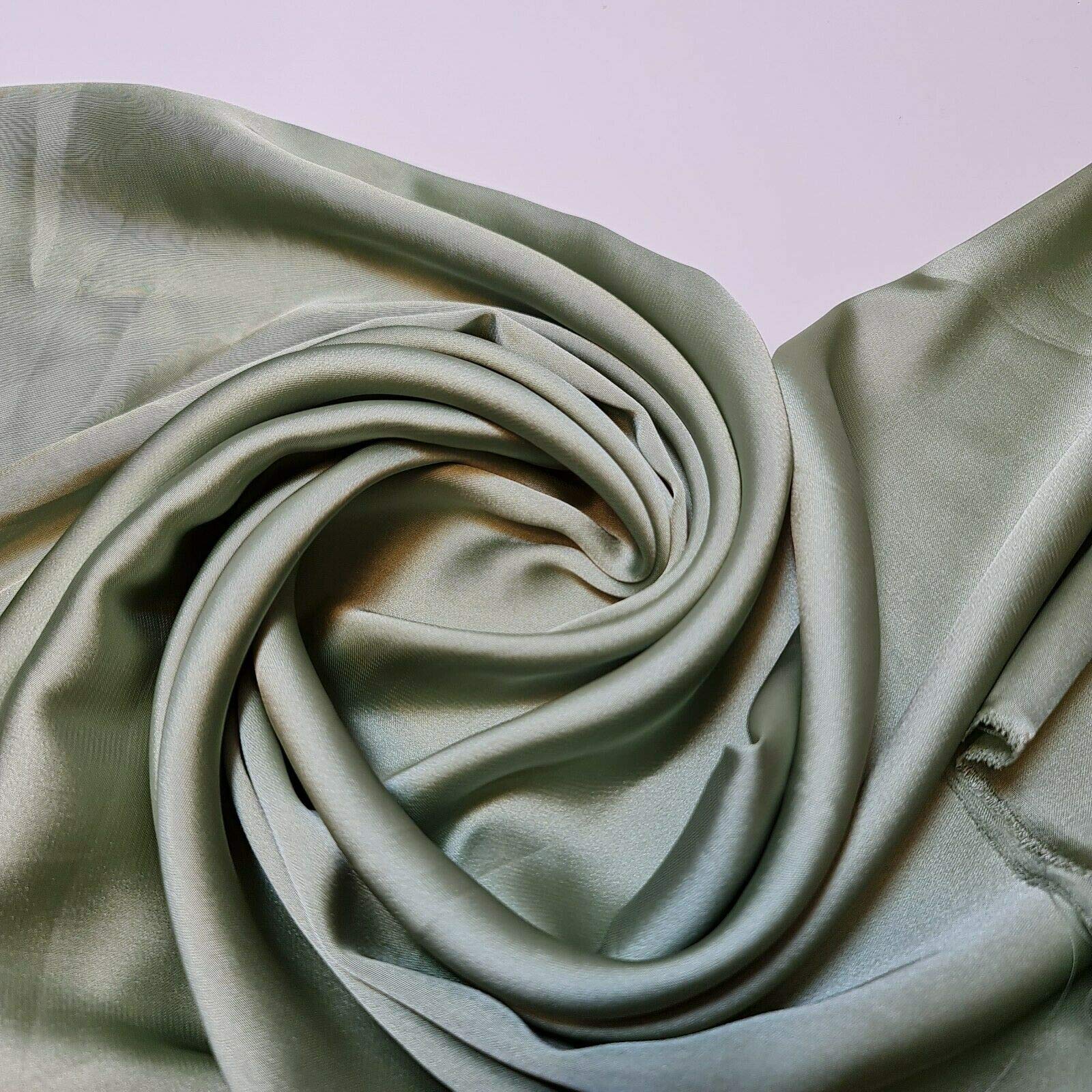 Textile Station BBR Silky Charmeuse Lightweight Satin Bridal Dress Drape Décor Fabric 44" -112cm Wide (Mint, 5 Meter)
