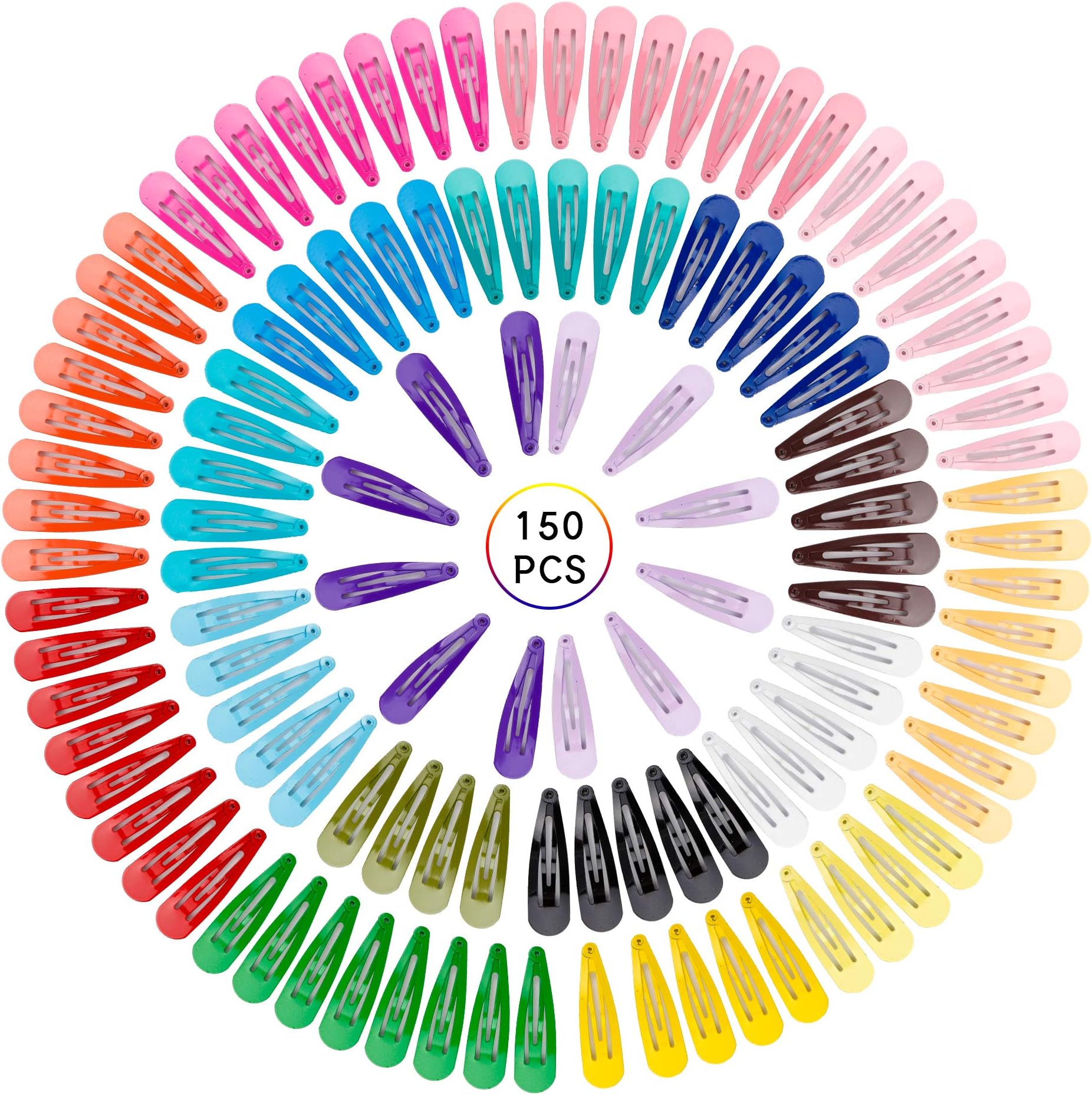 150 Pack Solid Candy Color 2 Inch Non-Slip Metal Barrettes,Snap Hair Clips in 20 Colors.for Girls,Women,Toddlers,Kids,Ladies Girls