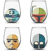JoyJolt Star Wars™ Helmet Hues Tumblers Stemless Glasses. Set of 4 Large 19oz Glass Drinking Glasses, Wars Kitchen Gifts and, Collectibles for Adults, HH681