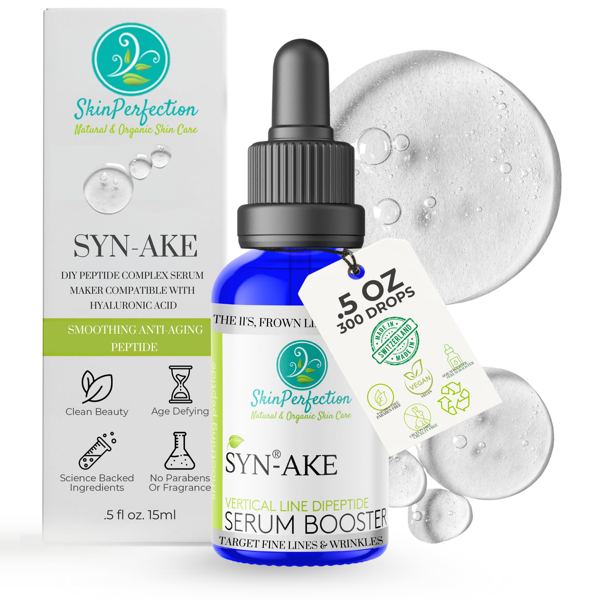 Skin Perfection Syn-ake Freeze Wrinkles Peptide Diy Anti-aging Skincare Booster Smooth Firm Vertical Expression Lines Between the Eyebrows the 11's .5 Oz