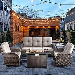 HUMMUH 5-Piece Patio Furniture Set with Fire