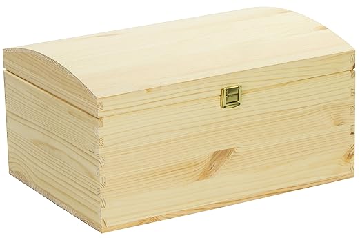 LAUBLUST Große Holztruhe gewölbter Deckel - 35x25x19cm, Natur, FSC® | Allzweck-Kiste aus Holz - Aufbewahrungskiste | Geschenk