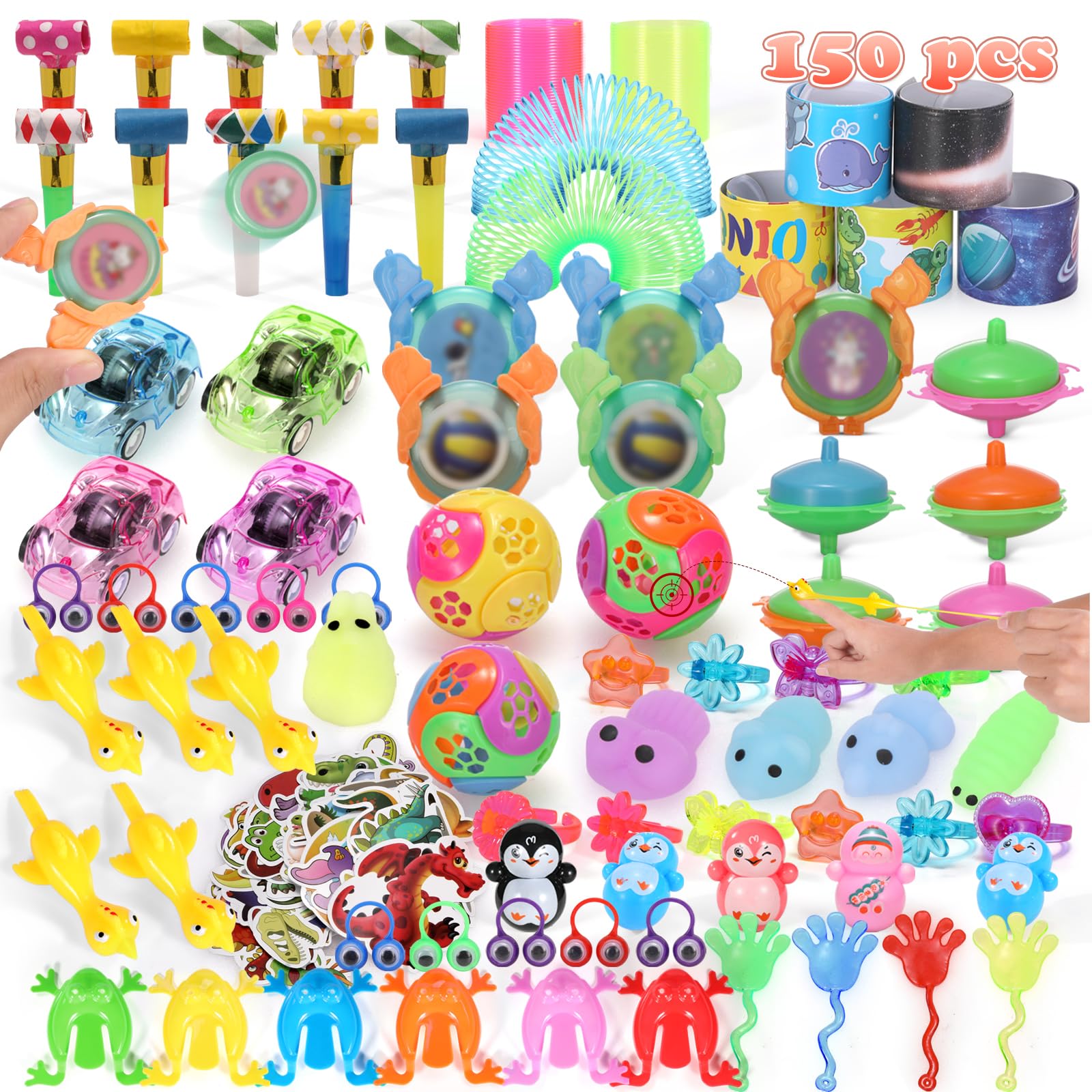 OGNI ORA 150pcs Party Bag Fillers Toy Assortment for Kids Bulk Mixed Toys for Party Favours, Classroom Rewards, Lucky Dip, Birthday & Christmas Fidget Toys for Boys & Girls, Rewards