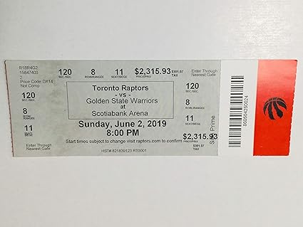Toronto Raptors Basketball Rare Playoff Ticket June 2 2019 At