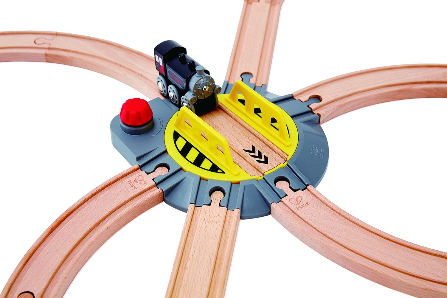 Wooden Train Track Accessory Hape Adjustable Rail Turntable Rotating