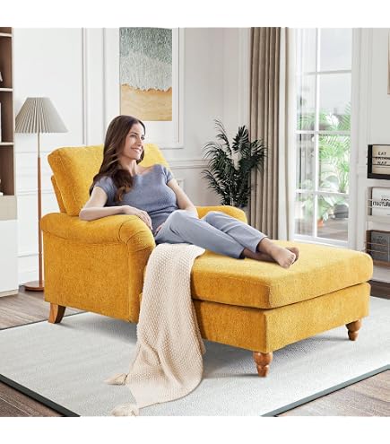 Setawix Corduroy Single Sofa Chair With Ottoman - Indoor Chaise Lounge For Bedroom Or Living Room - Green