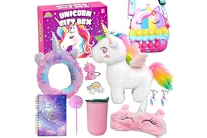 AGENTLAN Unicorn Gifts for Girls with Stuffed Animals, Kids Unicorn Toys with Plush Pet & Diary & Water Bottle, Birthday Gifts for Girl Ages 3 4 5 6 7 8 Years Old.
