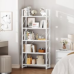 YITAHOME 5 Tiers Bookshelf, Modern White
