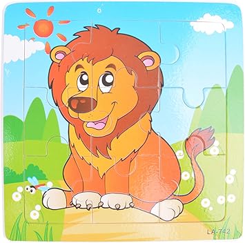 Tiny Souls Wooden Puzzle Happy Lion in Jungle