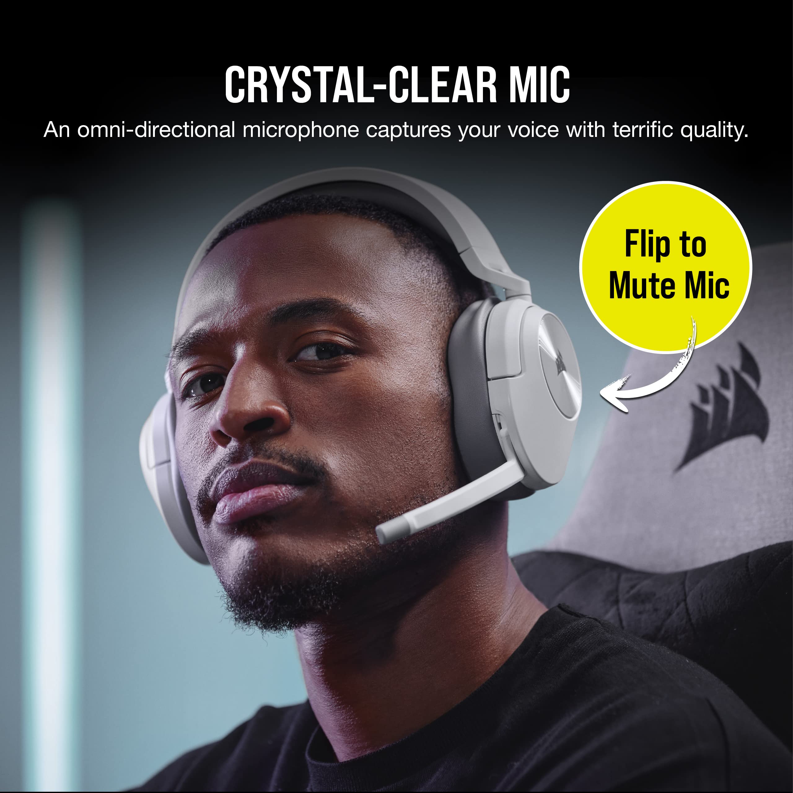 Corsair HS55 Wireless Multiplatform Lightweight Gaming Headset with Bluetooth - Dolby 7.1 Surround Sound - iCUE Compatible - PC, PS5, PS4, Nintendo Switch, Mobile - White