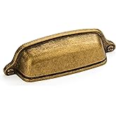 khtumeware 10 Pack 3 inch (76 mm) Vintage Drawer Pulls Antique Brass Cabinet Cup Pulls Cabinet Hardware Kitchen Cabinet Handl