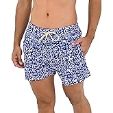 Britto Romero Men's Swim Trunks by Shorts Co, Graffiti Blue