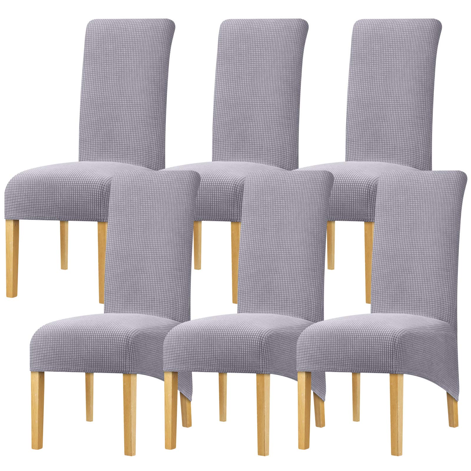 Leorate Large Size Dining Room Hotel Fleece Fabric Stretch Chair Cover Pack 2 4 Pack of 6 (1 Beige, Pack of 4) (Light grey, 6PCS)