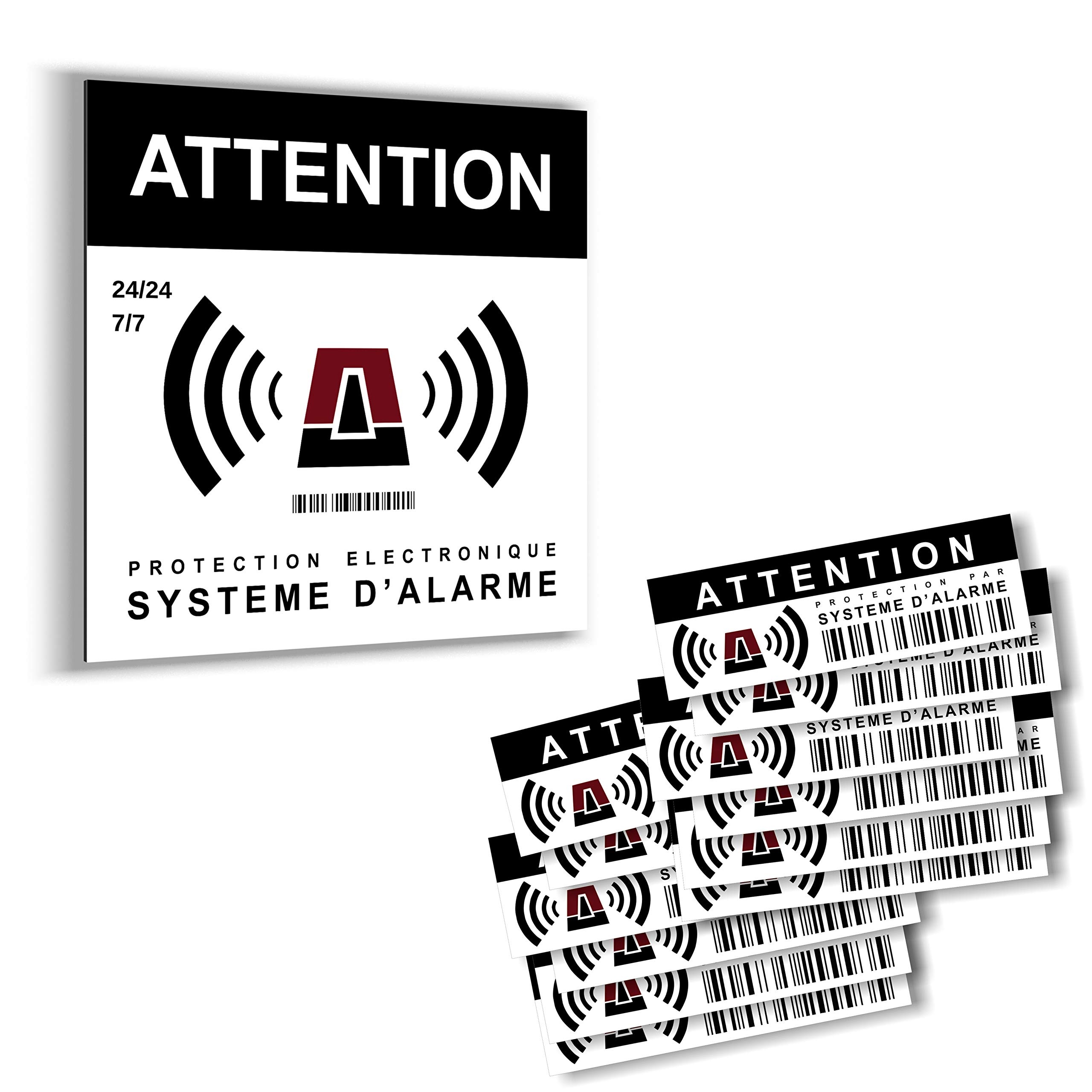 imaggge.com Set of 12 Stickers and 15 cm Square Aluminium Panel – Warning Alarm – Deterrent for Thieves – Ultra Resistant to Scratches, Rain, Frost, UV — image 1