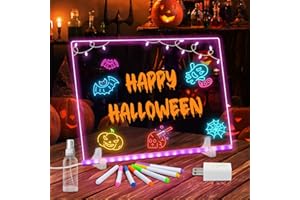 KUKANTST 13.7"X10" Doodle Glow LED Note Board with Colors, 4 Light Modes & 7 Colors LED Drawing Board for Kids, Light Up Acrylic Message Board with Stand, Trendy Gift Toy for Boys and Girls