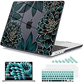 Mektron for 2025 MacBook Pro 14-inch M5 Case A3434 Fits 2024-2021 M4 A3112 A3401 A3185 M3 A2918 A2992 M2 A2779 M1 A2442 Pro/Max, Printed Plastic Hard Shell Laptop Cover, A-Dahlia