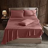 Hearth & Harbor Extra Deep Pocket Sheet Sets, Luxury Soft 6 Piece Bed Sheet Set Fits Mattress 18-24 Inches - Queen, Pink Clay