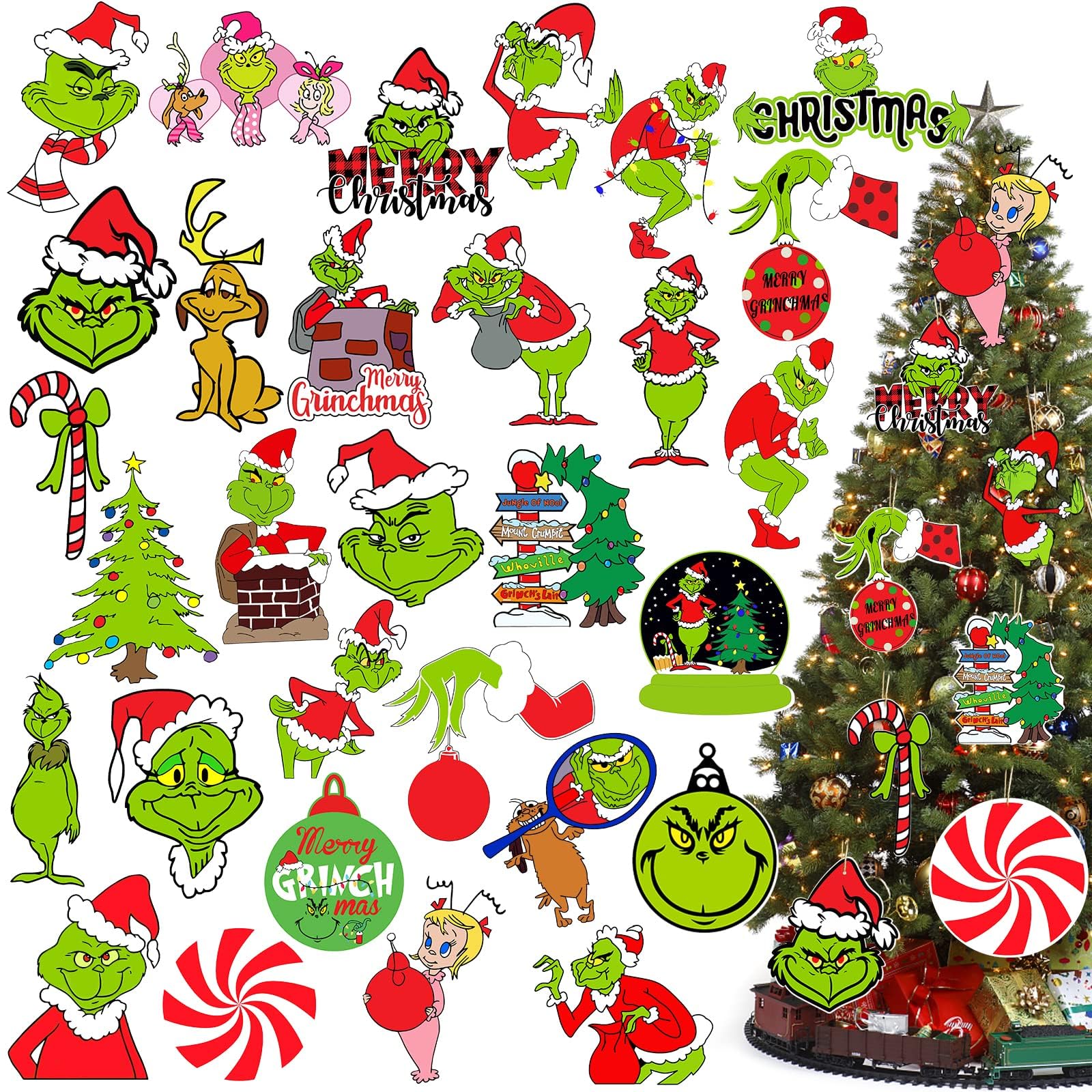 Photo 1 of *USED*
60Pcs Christmas Tree Ornaments Decorations Whoville Christmas Tree Hanging Ornaments for Xmas Holiday Tree Home Decor