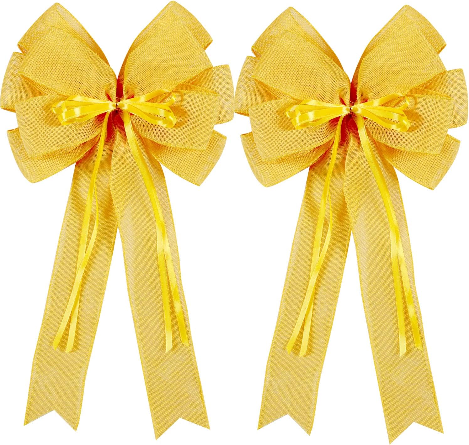 Bows & Ribbons - 2 Pcs Large Easter Spring Christmas Fall Wreath Bow Decor,Easter Tree Topper Bow Decorations,Decorative Bow with Yellow Burlap and Glitter String for Holiday Home Front Door Outdoor