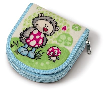 Nici 38301 - Geldbörse Igel und Maulwurf Plüsch mit Reißverschluss abgetrenntes Münzfach, 11 x 10 cm