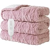 Aheadpret Heated Blanket-Electric Blanket 50"x60" Soft Heated Throw Blanket with 5 Heating Levels & 3 Hours auto-Off,Machine Washable(Pink