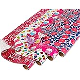 American Greetings Reversible Birthday Wrapping Paper, Floral, Cupcakes, and Polka Dots (4 Rolls, 120 sq. ft)
