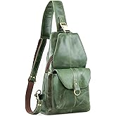Handmade World Genuine Leather Crossbody Backpack Chest Shoulder Sling Bag Travel Hiking for Men Purse Daypack | Genuine Leather, Chest, Shoulder, Travel, Hiking, Purse, Daypack