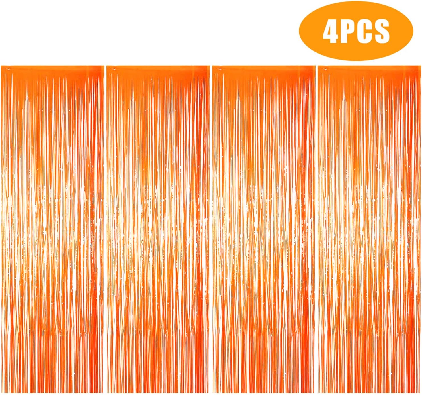 Metallic Tinsel Curtains/Foil Curtain/Streamers Backdrop Fringe Curtains for Birthday Wedding Party,DIY Photo Booth Decorations, Door Window Backdrop Background Photo Props (1x2.5m)(Orange)
