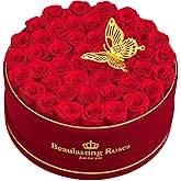 Beaulasting 47-Piece Forever Flowers Roses in a Box Preserved Roses for Her Mother's Day Birthday Flowers for Her Mom Women Wife Valentine's Day (Red)