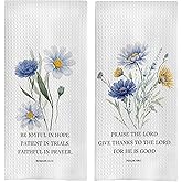 GCFET Bible Christian Kitchen Towels 16x24 Inch Set of 2, Inspirational Christian Gifts for Women, Floral Decorative Hand Towels for Bathroom