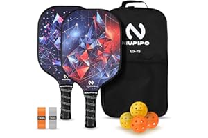 niupipo Pickleball Paddles, Pickleball Paddles Set of 2, Fiberglass Surface, Polypropylene Honeycomb Core, Cushion Grip, Lightweight Pickleball, Portable Carry Bag