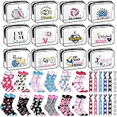 Dansydaisy 36 Pcs Volleyball Valentine Team Gifts Bulk Volleyball Gift Ideas Include 12 Cosmetic Bag 12 Socks 12 Hair Ties Accessories for Women Valentines Day Party Favors