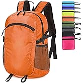 SFIUYDS Small Hiking Backpack 15L Travel Lightweight Hiking Packable Daypack Water-Resistant Foldable Backpacks for Women Men Camping (Orange)