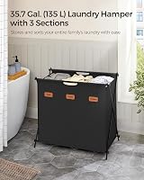 SONGMICS 135 L Laundry Sorter 3 Sections Collapsible X-Frame Ink Black LCB130B01 view 4