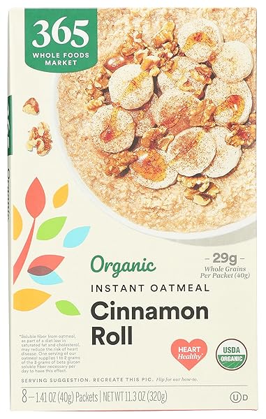 365 BY WHOLE FOODS MARKET, ORGANIC INSTANT OATMEAL, CINNAMON ROLL FLAVOR, 11.3 OUNCE