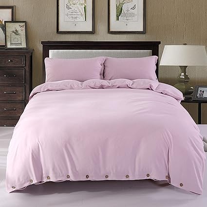 Amazon Com Unitendo 3pc Cotton Linen Duvet Cover Set Solid Color
