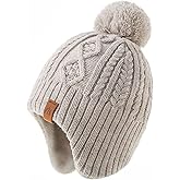 LMLALML Boys Winter Hat Earflap Knitted Beanie for Kids Warm Fleece Lined Thicken Hat for Baby