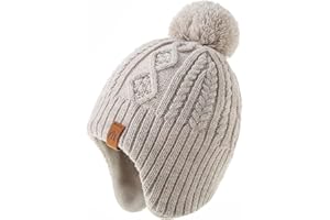 LMLALML Boys Winter Hat Earflap Knitted Beanie for Kids Warm Fleece Lined Thicken Hat for Baby