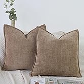 OYIMUA Soft Textured Decorative Throw Pillow Covers 20x20 Neutral Brown Chenille Square Accent Solid Cushion Cover Cozy Farmhouse Pillow Cases for Couch Sofa Bedroom Living Room