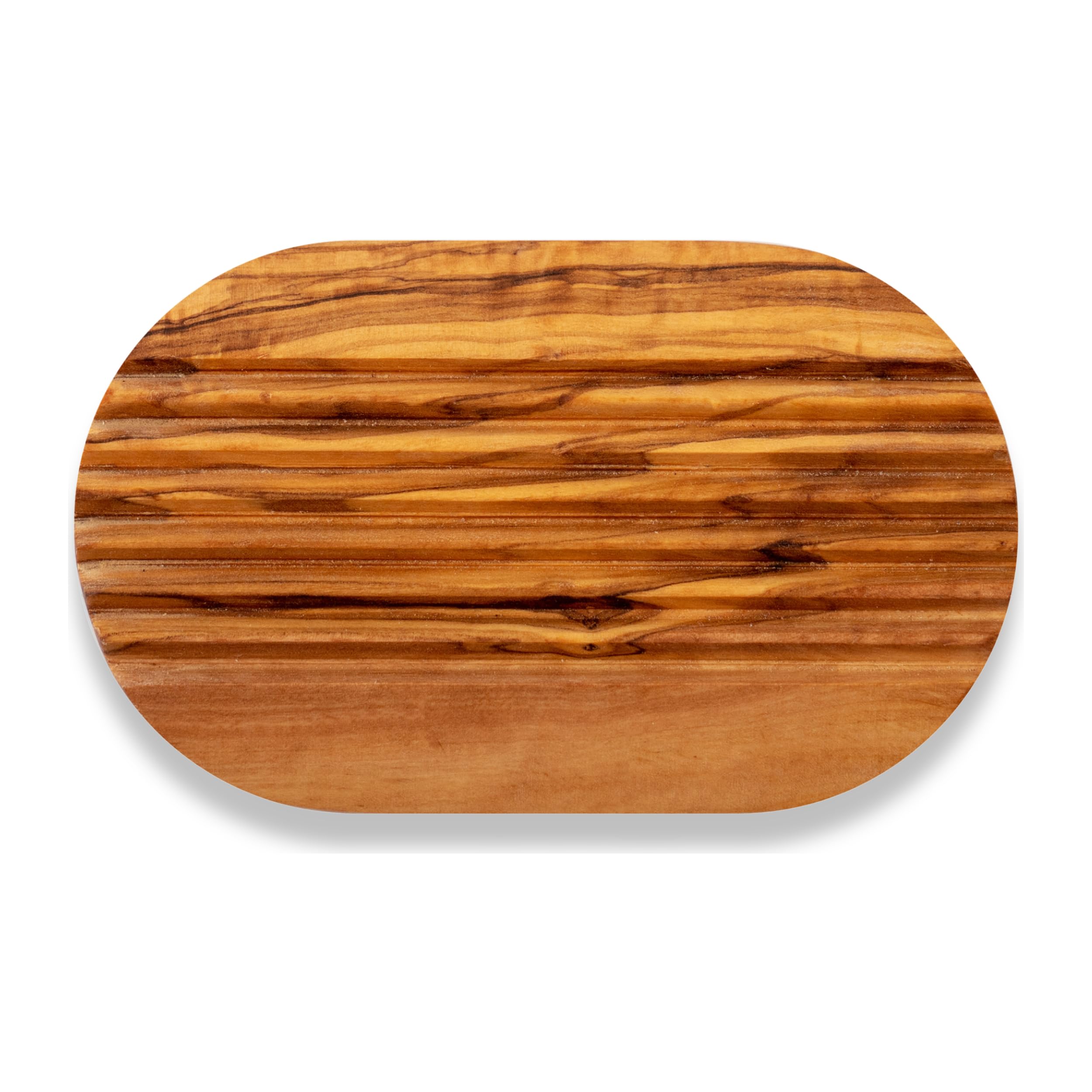 Eco Bath London Olive Wood Ridged Soap Dish - Natural Wooden Soap Dish Holder for Bathroom, Eco-Friendly Bar Soap Holder